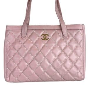 Authentic ✨ CHANEL Pink Wildstitch CC Shopper Quilted Tote ✨